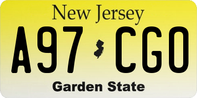 NJ license plate A97CGO