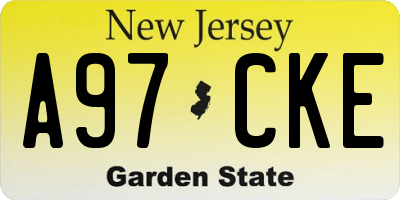 NJ license plate A97CKE