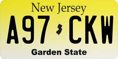 NJ license plate A97CKW