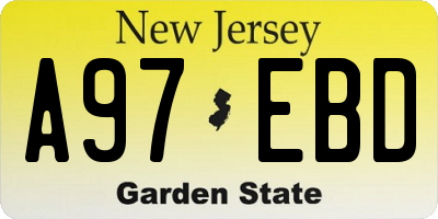 NJ license plate A97EBD