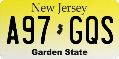 NJ license plate A97GQS