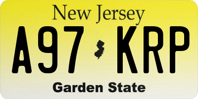 NJ license plate A97KRP