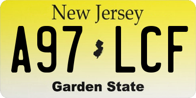 NJ license plate A97LCF