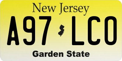 NJ license plate A97LCO