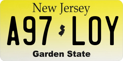 NJ license plate A97LOY