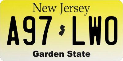 NJ license plate A97LWO