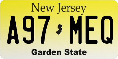 NJ license plate A97MEQ