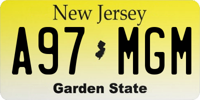 NJ license plate A97MGM