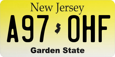 NJ license plate A97OHF