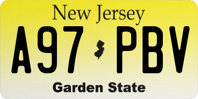 NJ license plate A97PBV