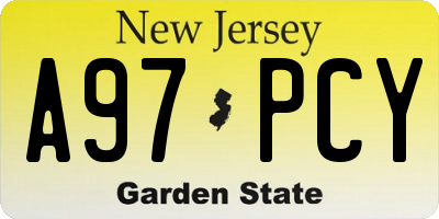 NJ license plate A97PCY