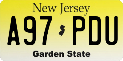 NJ license plate A97PDU
