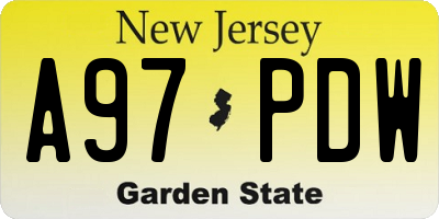 NJ license plate A97PDW