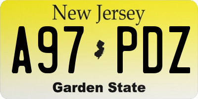 NJ license plate A97PDZ