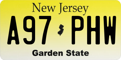 NJ license plate A97PHW