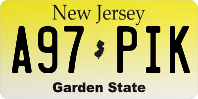NJ license plate A97PIK