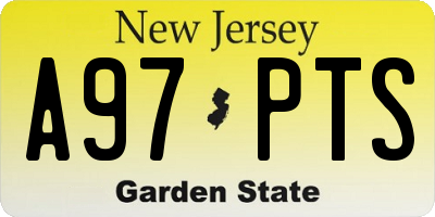 NJ license plate A97PTS
