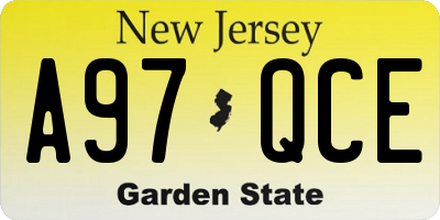 NJ license plate A97QCE