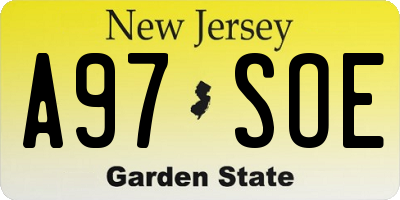 NJ license plate A97SOE
