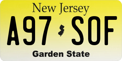 NJ license plate A97SOF
