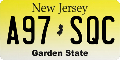 NJ license plate A97SQC