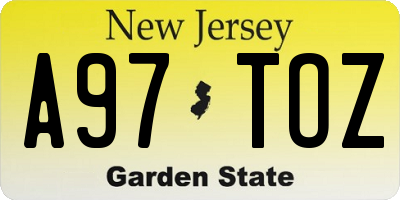 NJ license plate A97TOZ