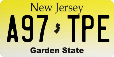 NJ license plate A97TPE