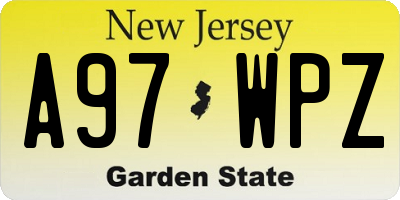 NJ license plate A97WPZ