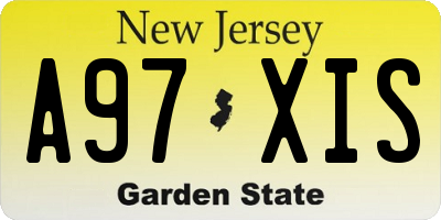 NJ license plate A97XIS
