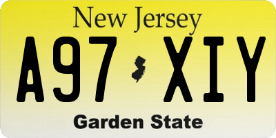 NJ license plate A97XIY