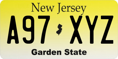 NJ license plate A97XYZ