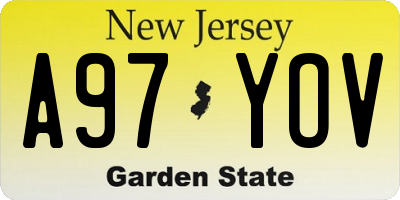 NJ license plate A97YOV