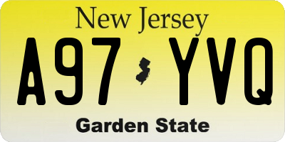 NJ license plate A97YVQ