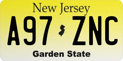 NJ license plate A97ZNC