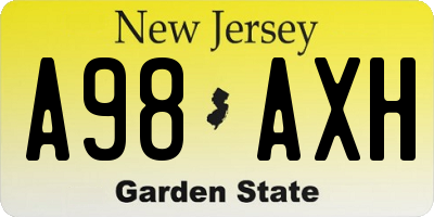 NJ license plate A98AXH