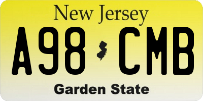 NJ license plate A98CMB