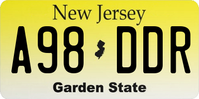 NJ license plate A98DDR