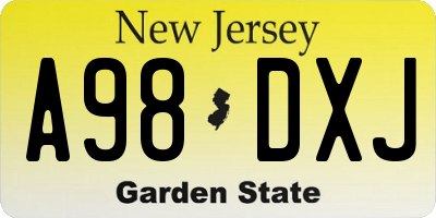 NJ license plate A98DXJ