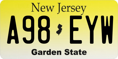 NJ license plate A98EYW