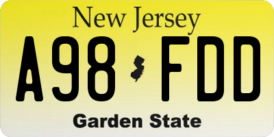 NJ license plate A98FDD