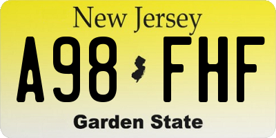 NJ license plate A98FHF