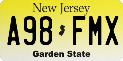 NJ license plate A98FMX