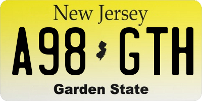 NJ license plate A98GTH