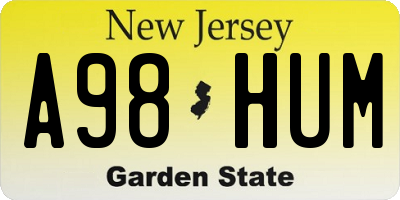 NJ license plate A98HUM