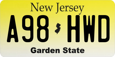 NJ license plate A98HWD
