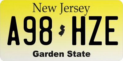 NJ license plate A98HZE