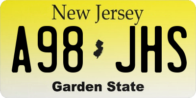 NJ license plate A98JHS