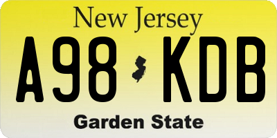 NJ license plate A98KDB