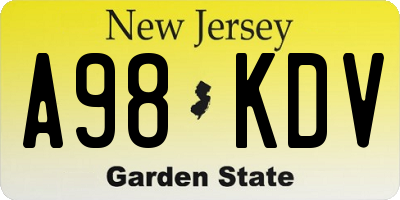 NJ license plate A98KDV