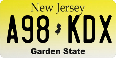 NJ license plate A98KDX